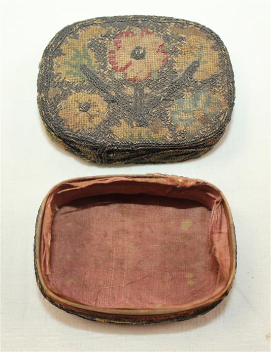 A Charles II silver thread and needlework small box, c.1680, 2.75in.